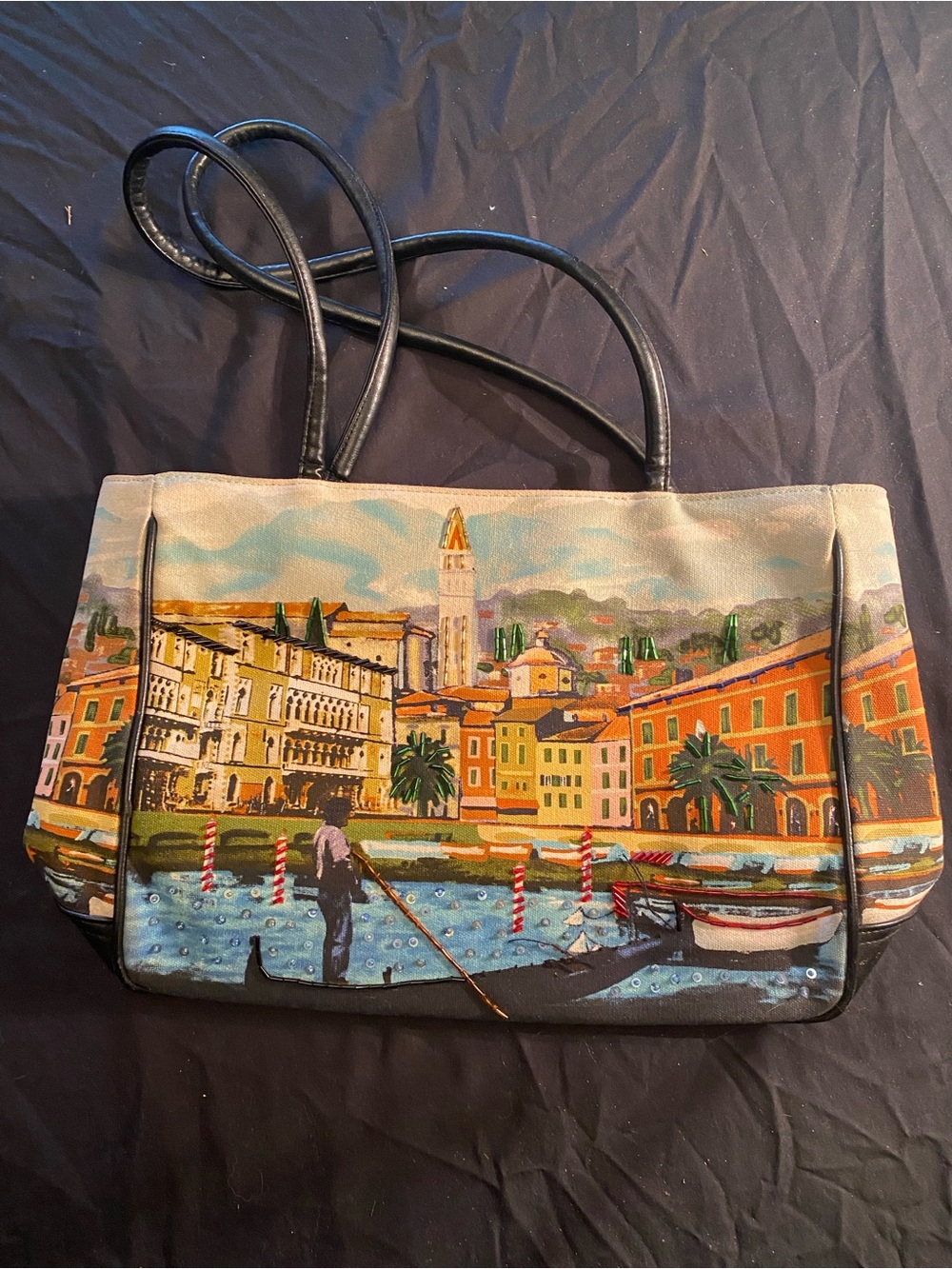 Womens Scenic Canvas Tote Bag in Multicolor